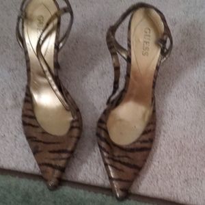 Guess gold and brown heels